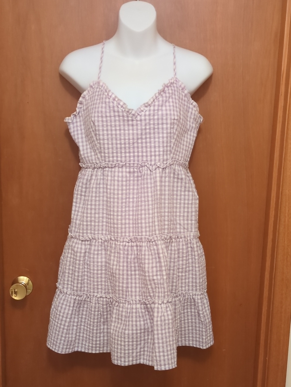 Love Tree Pink Gingham Tiered Sundress